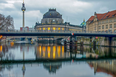 Reflection of buildings in water