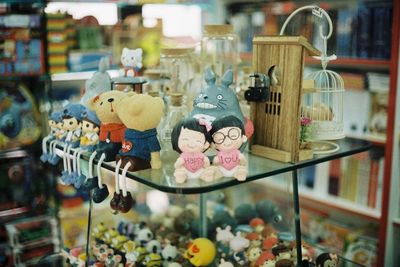 Close-up of toys for sale in store