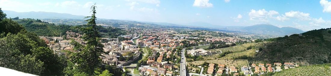 High angle view of townscape against sky