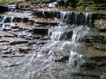 Water flowing through rocks