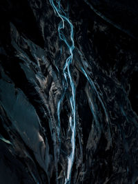 Close-up of frozen rock formation in cave