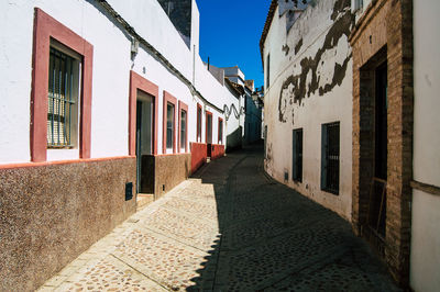 Narrow alley amidst buildings in town