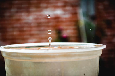 Close-up of water drops on glass