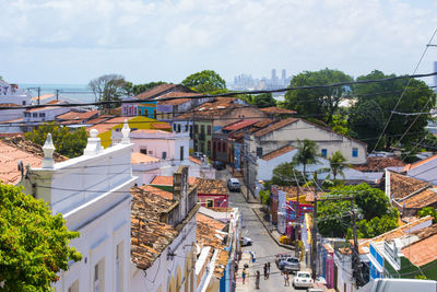 High angle view of townscape against sky