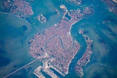 High angle view of aerial shot of land