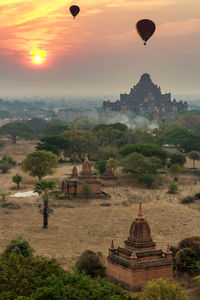 Temple against sky during sunset