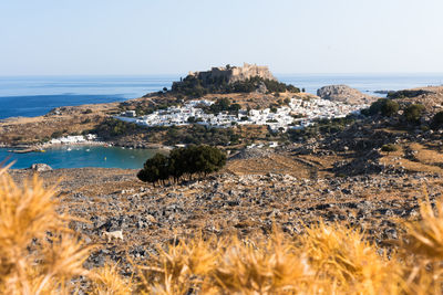 Scenic view of sea against clear sky