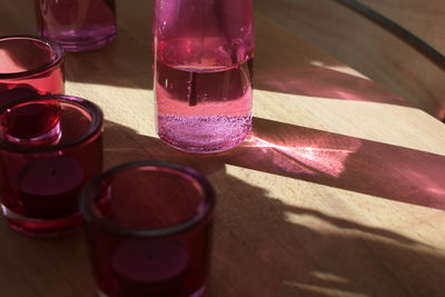 High angle view of drink on table