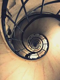 High angle view of spiral stairs
