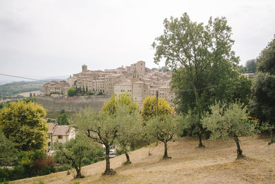 Panoramic view of old ruins against sky
