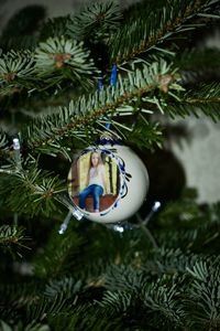 Close-up of christmas decoration on tree