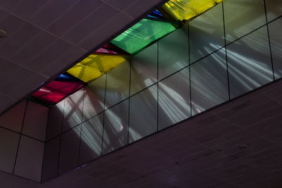 High angle view of multi colored tiled floor