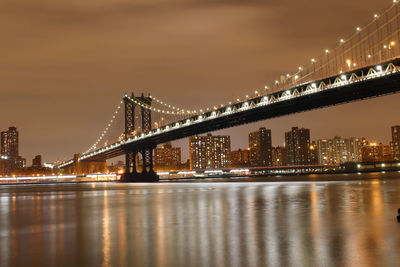 Bridge over river at night