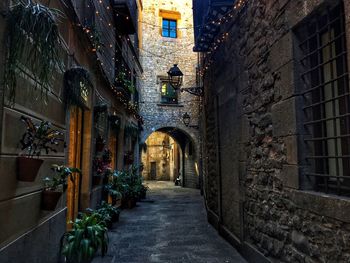 Narrow alley amidst buildings in city