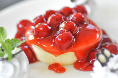 Close-up of strawberries in plate