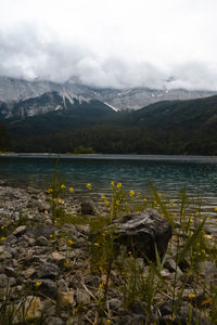 Scenic view of lake against sky