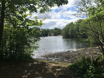 Scenic view of lake against sky