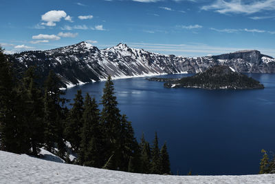 Scenic view of mountain against sky during winter