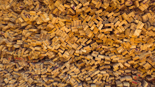 Full frame shot of logs in forest