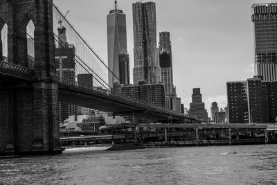 Suspension bridge over river