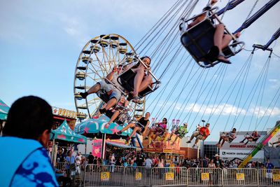 Low angle view of amusement park ride