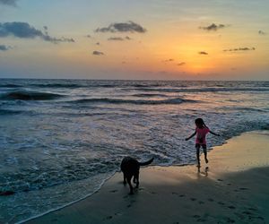 Scenic view of sea at sunset
