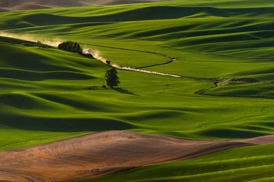 High angle shot of countryside landscape