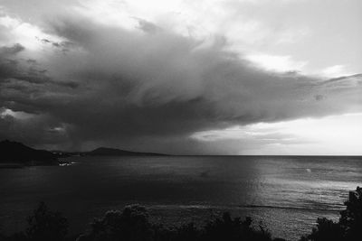 Scenic view of sea against cloudy sky