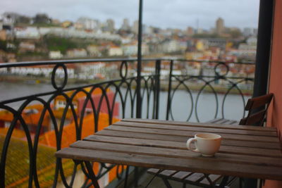 Close-up of coffee cup on table