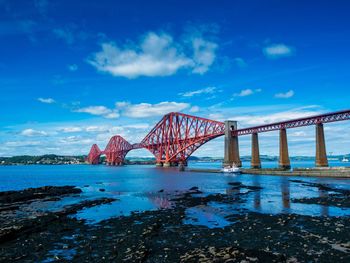 Bridge over river against blue sky