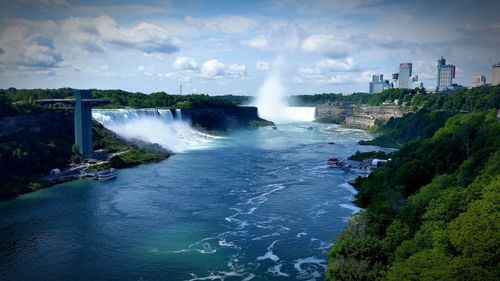 View of waterfall against sky