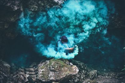 Man swimming in sea