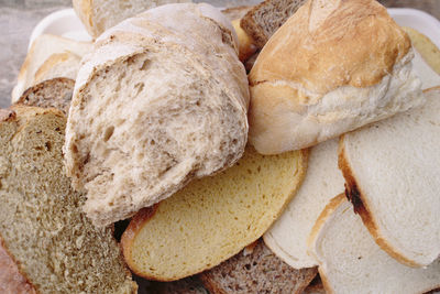 Close-up of stack of bread