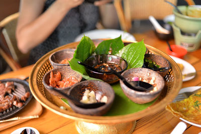 Close-up of food on table