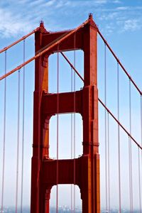 Low angle view of suspension bridge