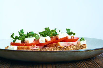 Close-up of salad in plate on table