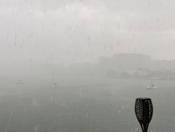 Scenic view of sea against sky during rainy season