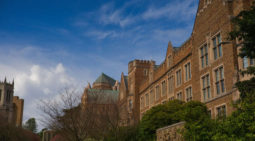 Low angle view of old building against sky