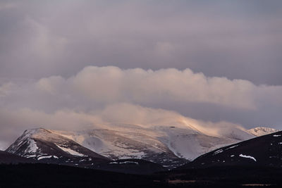 Aerial view of clouds over mountain