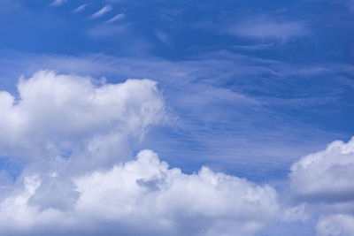 Low angle view of clouds in blue sky