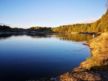 Scenic view of lake against sky