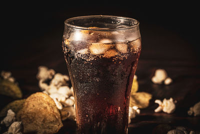Close-up of beer glass