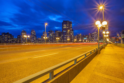 Light trails on road at night