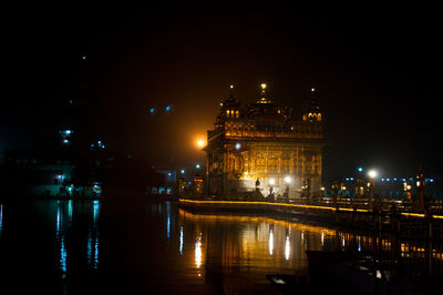 Illuminated buildings at night