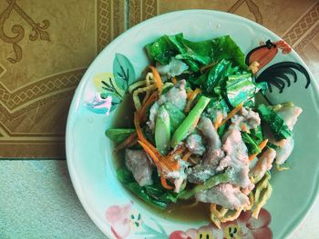 High angle view of meal served in plate