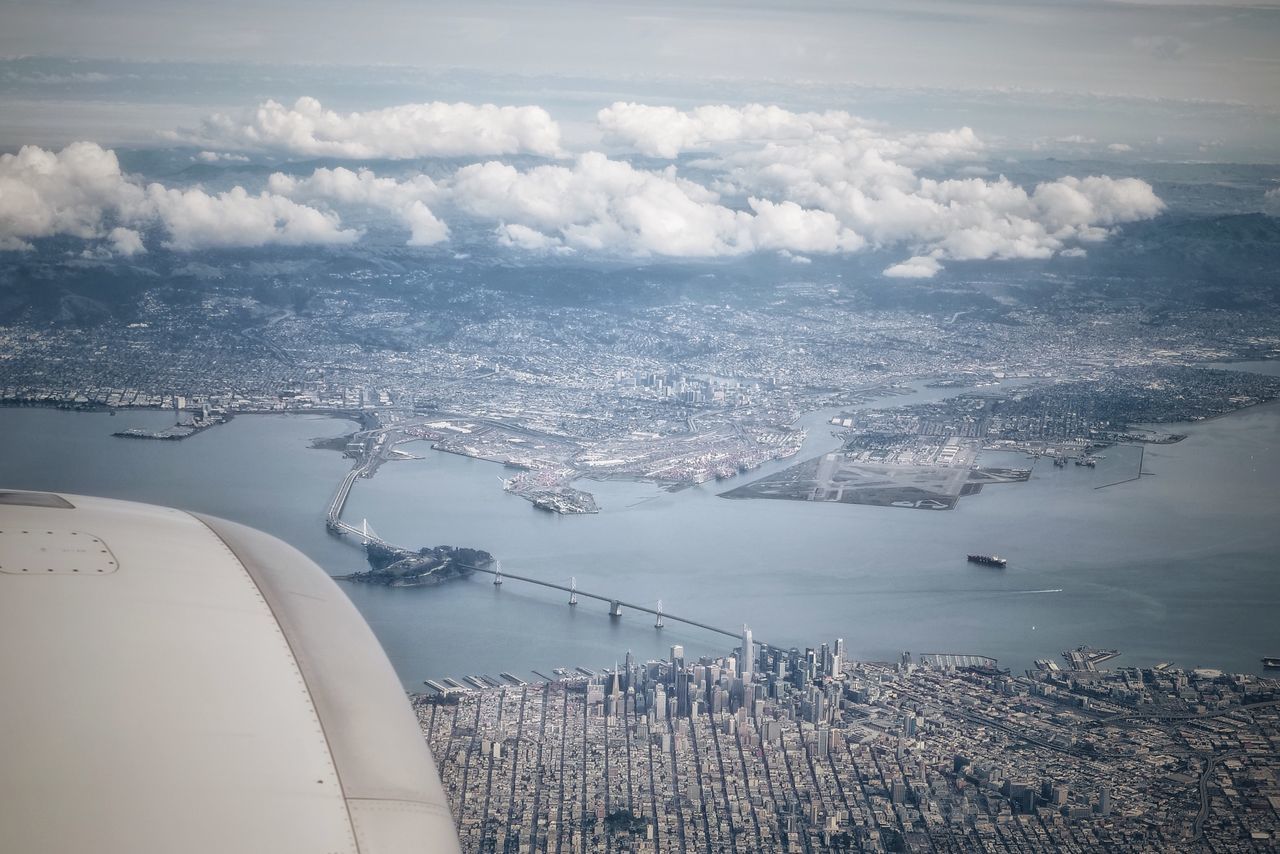 Aerial view of sea against sky