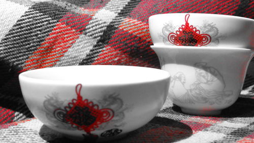 Close-up of coffee cup on table