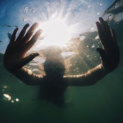 Silhouette of woman in dark background