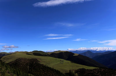 Scenic view of landscape against blue sky