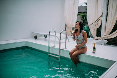 Woman in swimming pool